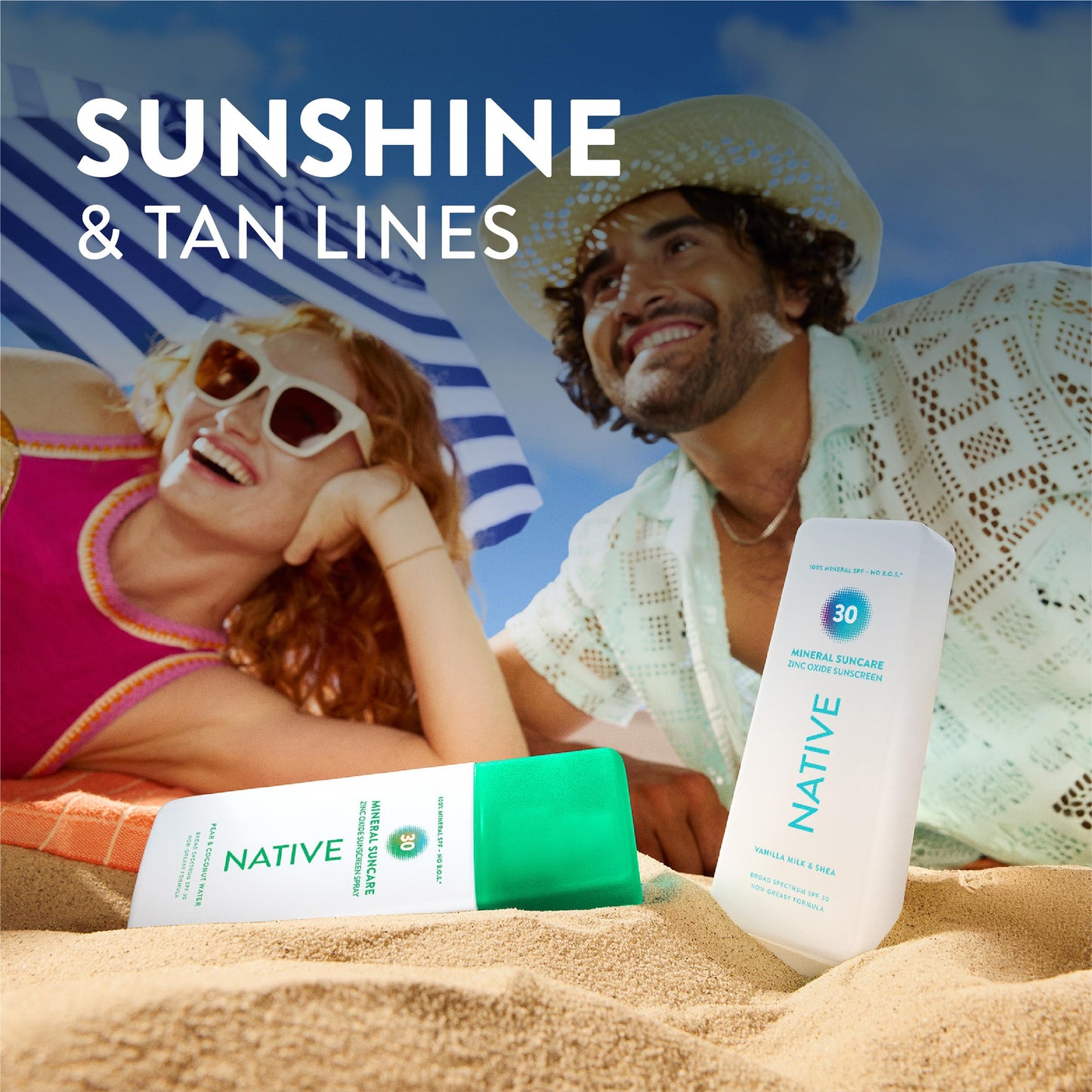 Native Sunscreen Pump Spray Lotion | Unscented SPF 30, 100% Mineral SPF for Face & Body Broad Spectrum UVA UVB, Suitable for Sensitive Skin & Hawaii Compliant, Lightweight & No Residue, 7oz