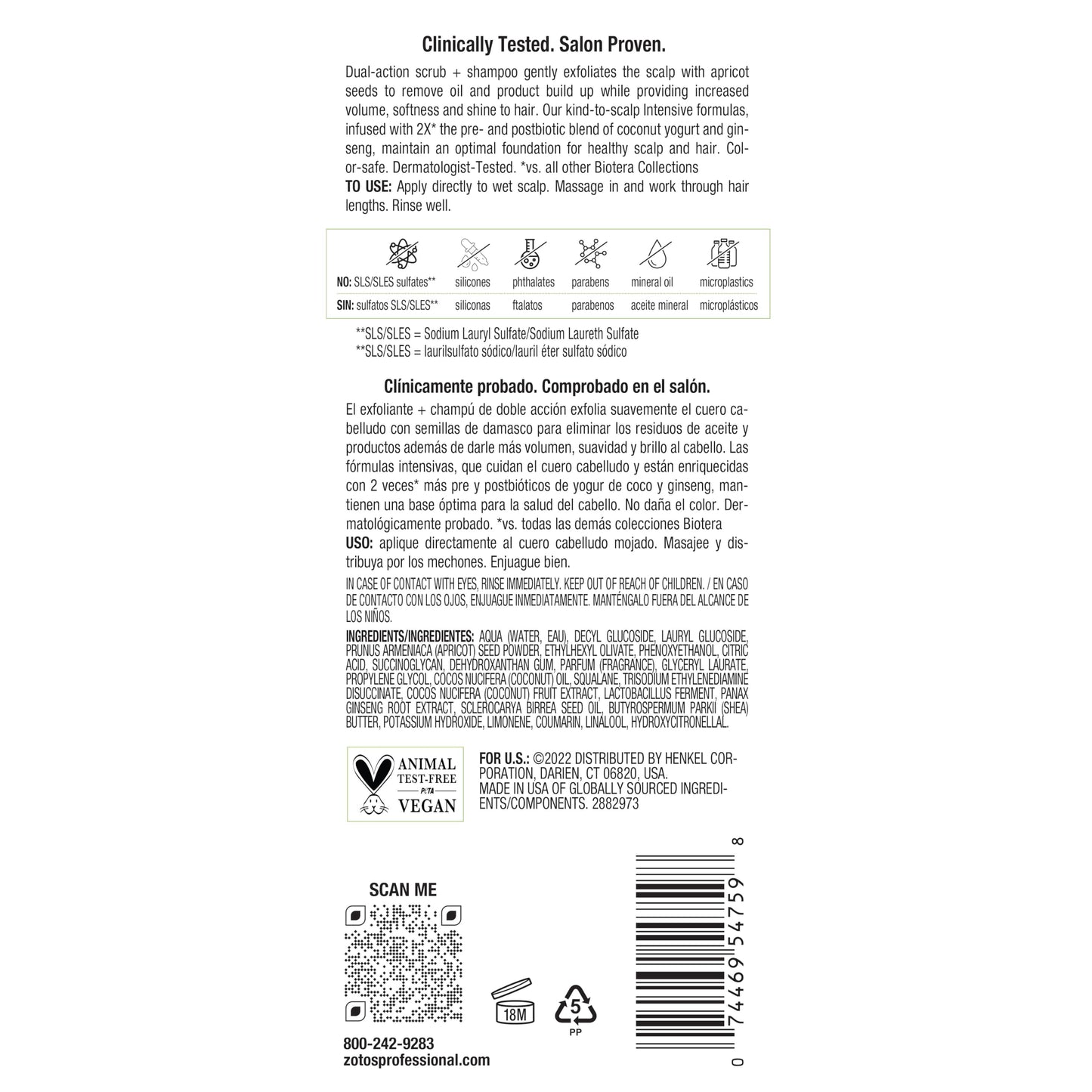 Biotera Intensives 2:1 Scalp Scrub + Shampoo | Vegan & Animal Test Free | Paraben & Sulfate Free | Color-Safe | 6 Fl Oz