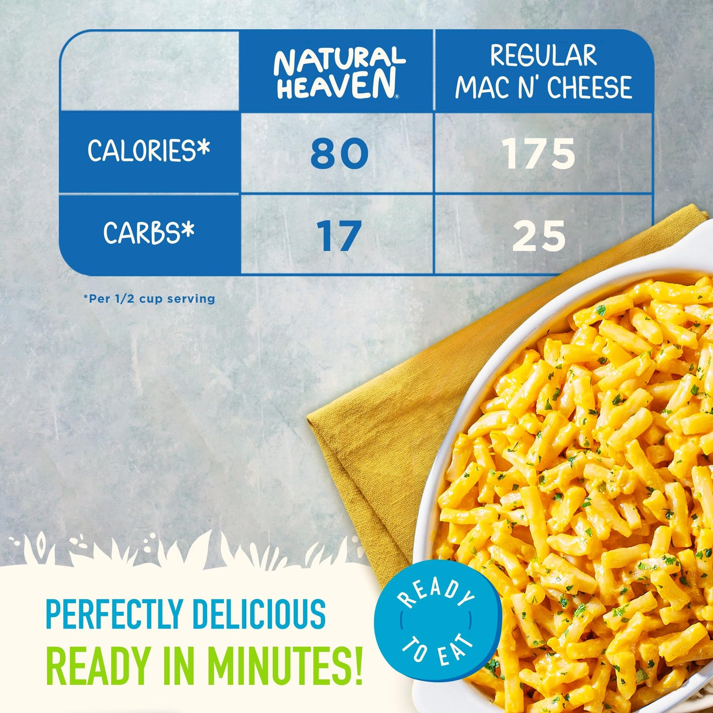 Natural Heaven Hearts of Palm Mac N’ Cheese, Gluten-Free, 6-Pack, Prepared Meals, Ready to Eat in 60 Seconds, 9 Oz Boxes