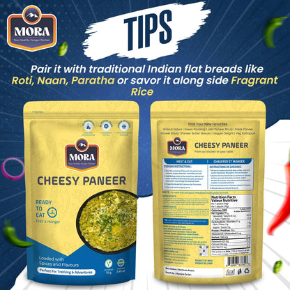 Mora Cheesy Paneer - Ready To Eat Premium Freeze Dried Instant Meal, Microwavable, Effortless Cooking, Gluten-free, Plant-based, High Protein, Emergency Food, Vegan