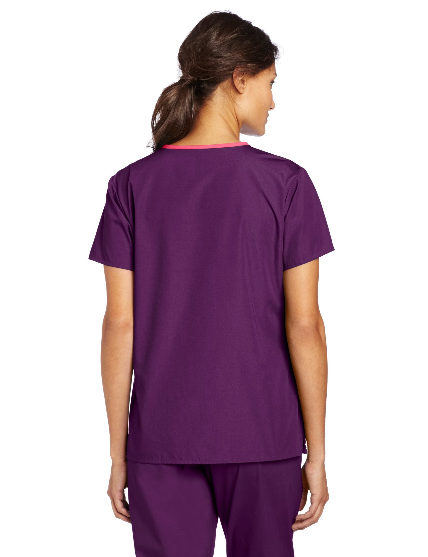 WonderWink Women's Scrubs Charlie 5 Pocket Y-Neck Wrap Top, Eggplant, X-Large
