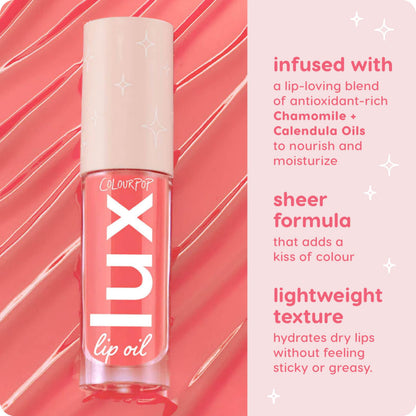 ColourPop Lux Lip Oil - Hydrating, Sheer Tinted Lip Formulated with Chamomile Extract & Calendula Oil - Non-Greasy, Nourishing Bengal Pink (0.16 oz)