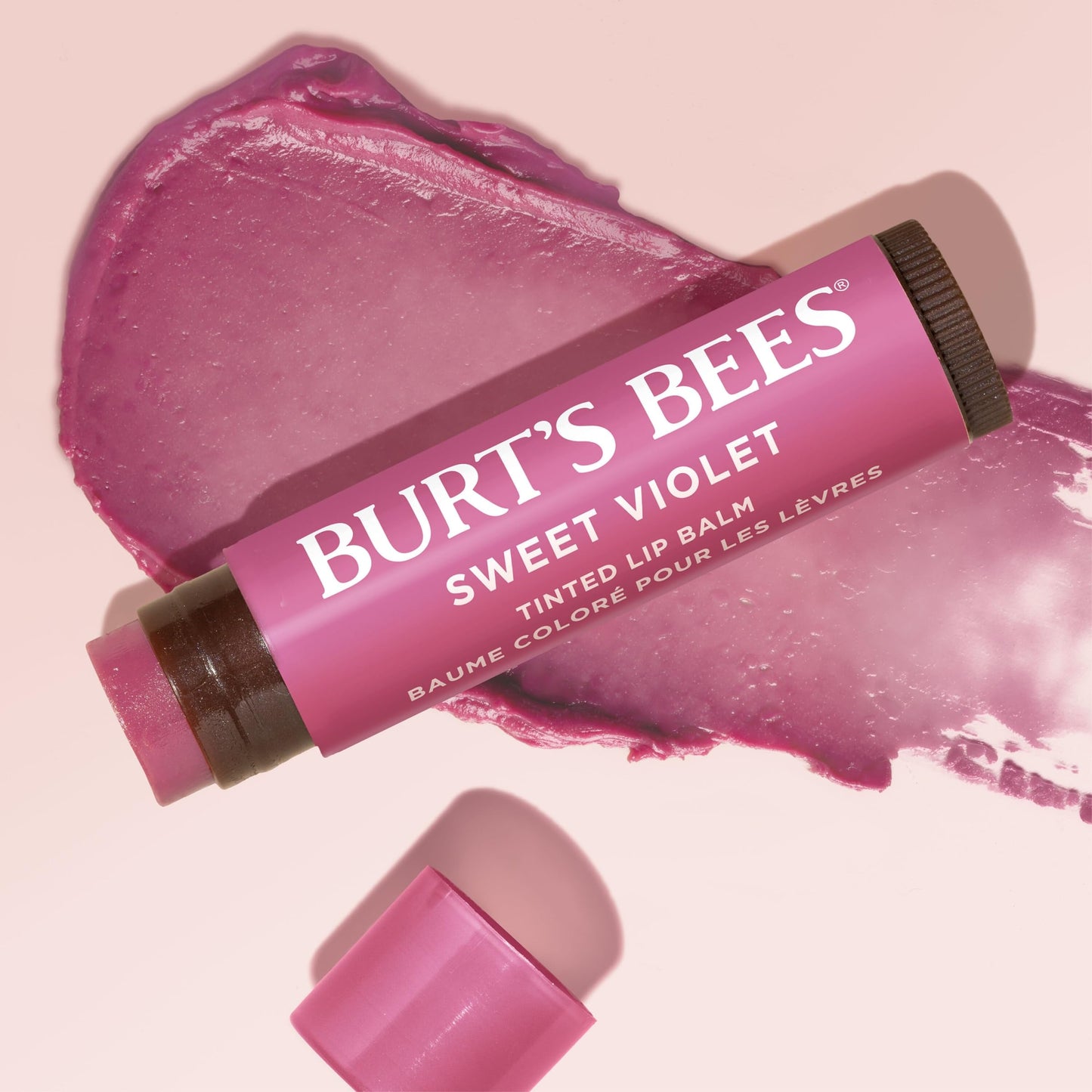Burt's Bees Easter Basket Stuffers, Lip Tint Balm with Long Lasting 2 in 1 Duo Tinted Balm , Color Infused with Hydrating Shea Butter for a Natural Looking Buildable Finish, Sweet Violet (2-Pack)