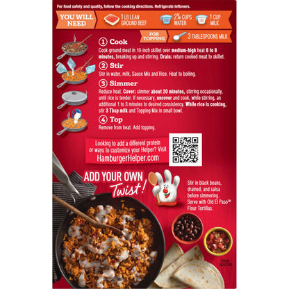 Hamburger Helper Cheesy Enchilada Pasta Meal (7.5 oz - 12 Pack) No Artificial Flavors, Ready in 3 Easy Steps, Quick Meals Perfect for Midweek Dinners, Busy Evenings & Families On-the-Go