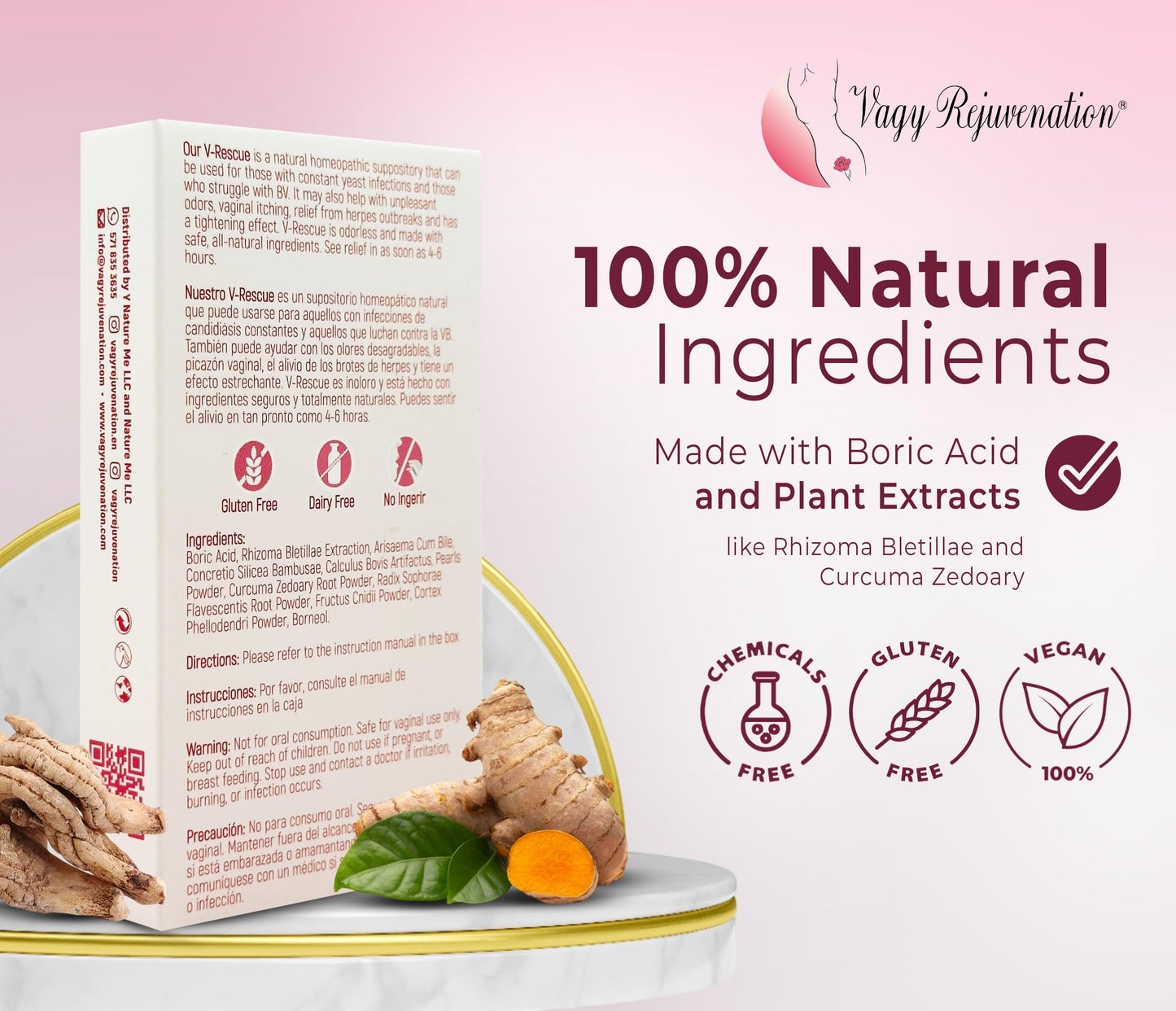 Vagy Rejuvenation V-Rescue - 500 mg Boric Acid 14 Vaginal Applications - Feminine Health