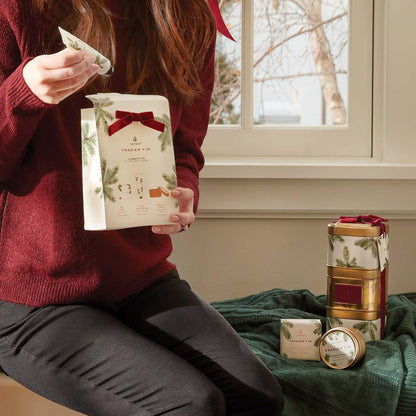 Thymes Frasier Fir Hand Cream, Travel Tin Candle Jar and Bar Soap Gift Set - Scented with Notes of Siberian Fir, Cedarwood, and Sandalwood - Luxury Home Fragrance Set - Hostess Gift for the Holidays
