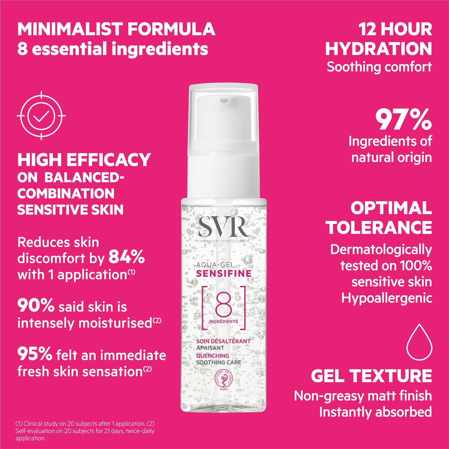 SVR Sensifine Aqua Gel Face Moisturizer with Glycerin, Aloe Vera & Panthenol. Instantly Soothe & Intensely Moisturize Normal to Combination, Sensitive Skin. Fragrance Free, 1.3 Fl.oz.