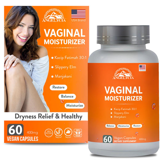 ANGELYCIA Natural Probiotic Vaginal Moisturizer Pills for Women – Slippery Elm Feminine Care Supplement for Vaginal Moisture, Dryness Relief & Healthy pH Balance Support