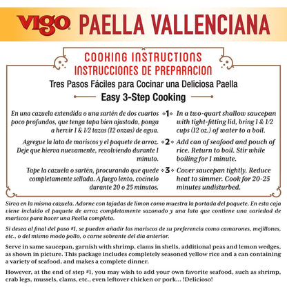 Vigo Authentic Paella Valenciana, Completely Seasoned Yellow Rice & Seafood Dinner, Spanish Recipe (8 Ounce (Pack of 12))