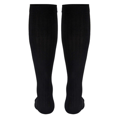 NuVein Men's Compression Socks, 8-15 mmHg Support, Dress Trouser Style, Over Calf Knee High, Black, Small