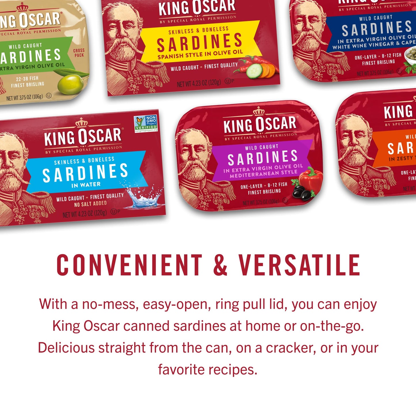 King Oscar Wild Caught Brisling Sardines In Pure Spring Water, 3.75 Ounce (Pack of 12) ( Packaging May Vary )