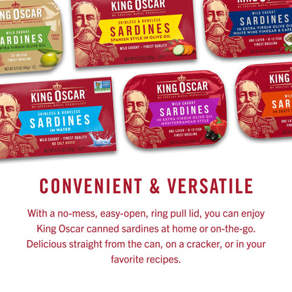 King Oscar Wild Caught Brisling Sardines In Pure Spring Water, 3.75 Ounce (Pack of 12) ( Packaging May Vary )