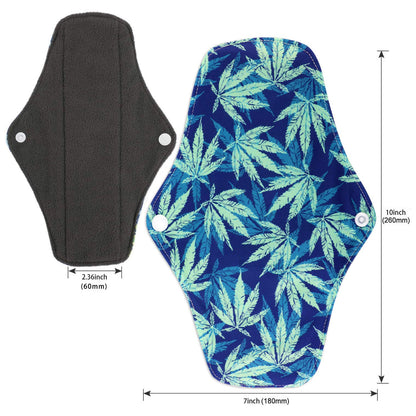 Reusable Menstrual Pads (7 in 1, 25.4cm 4 Layers), Bamboo Cloth Pads for Heavy Flow with Wet Bag, Large Sanitary Pad Set with Wings for Women, Washable Overnight Cloth Panty Liners Period