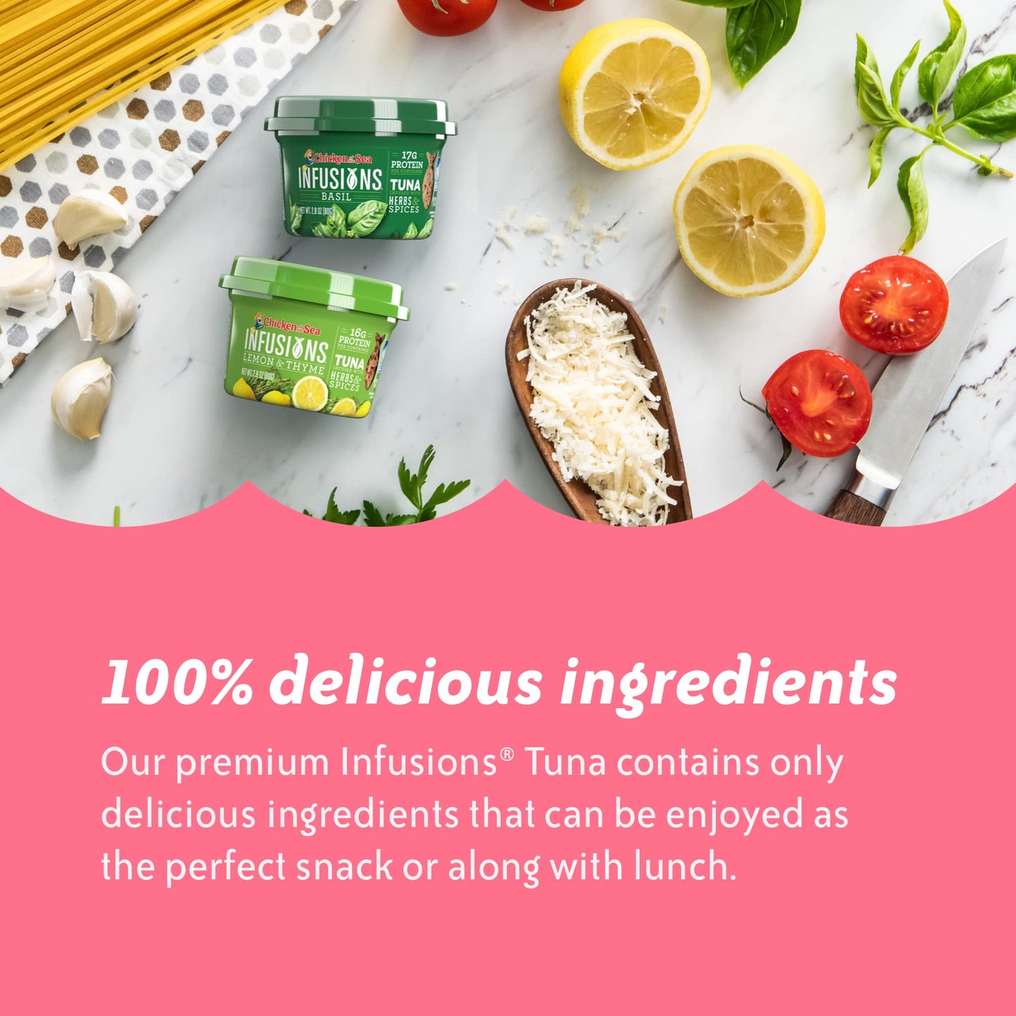 Chicken of the Sea Infusions Tuna, 2.8 Ounce Cups (Pack of 6), Wild Caught Tuna, Lemon & Thyme