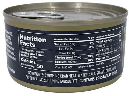 Poseidon Chunk Crabmeat, 6 oz (170g) Can | Premium Quality, Wild-Caught, High-Protein Seafood for Crab Cakes, Soups, and Salads | 11g Protein, Low Carb