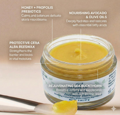 Vulva Balm - Intimate Skin Moisturizer for Dryness, Itching & Menopause Relief - Hormone Free, 100% Natural & Organic Ingredients - 2 oz