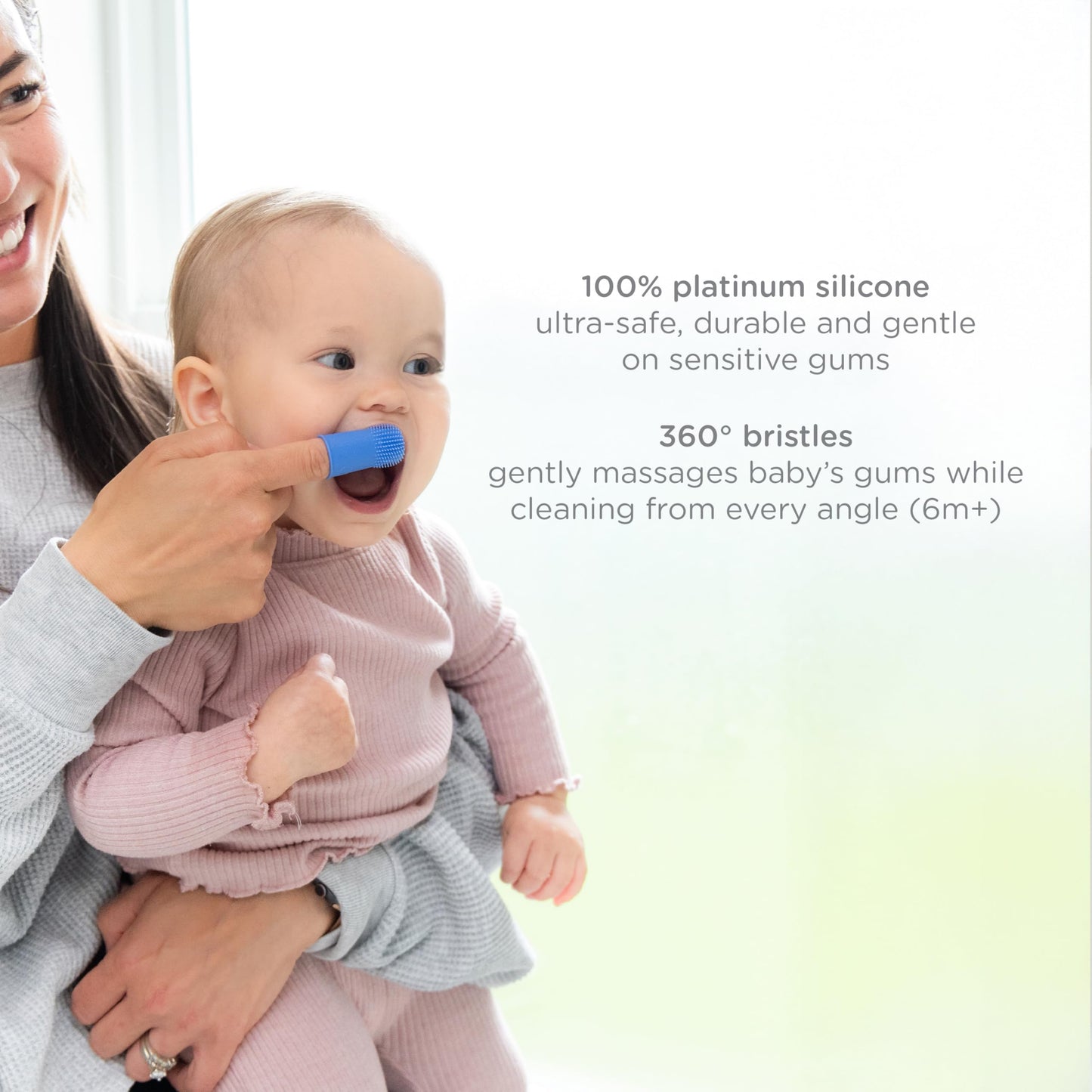 Ubbi Grow with Me Toothbrush Training Set for Babies and Toddlers, Includes Silicone Finger Brush, 360° and Soft Bristled Toothbrush, Polaris Blue