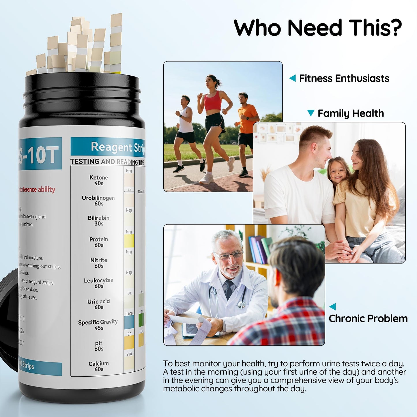 10-in-1 Urine Test Strips, UTI Test Strips for Urinalysis Full Panel, Ketone Test Kit at Home, 100 Count