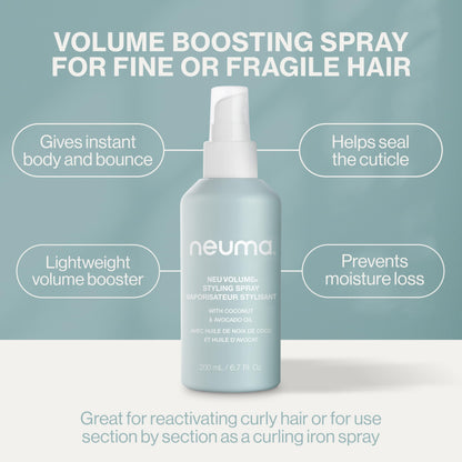 Neuma Neu Volume Styling Hair Spray 6.7 Fl. Oz. Heat Protectant Volumizing Spray with Fennel, Ylang Ylang, Patchouli, and Vanilla Scent, Hair Volumizer for Fine Hair