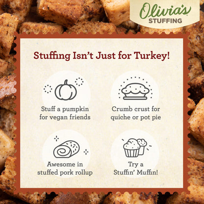 Olivia's Croutons Traditional Stuffing Mix - Natural and Vegan Dressing, 12 oz (Pack of 2)