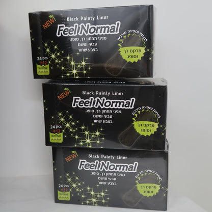 Feel Normal Disposable Black Panty Liners for Women 36 pcs with Protective Layer for Extra Protection Against Leaks Pack of 3