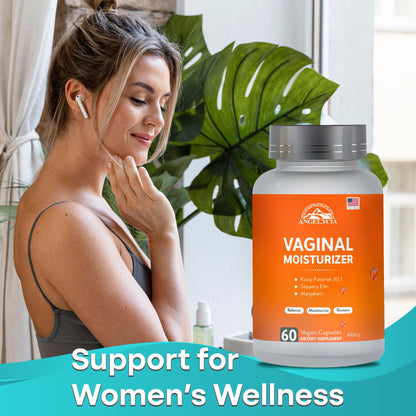 ANGELYCIA Natural Probiotic Vaginal Moisturizer Pills for Women – Slippery Elm Feminine Care Supplement for Vaginal Moisture, Dryness Relief & Healthy pH Balance Support