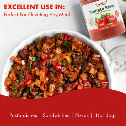 Nerrido Canned Tomato Stew & Jollof Rice Red Sauce, African Style Hot Pasta Sauce with Vegetables and Spices 16oz (454g) (Hot, 1 Pack)