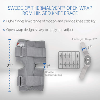 Swede-O Thermal Vent Open Wrap ROM Hinged Knee Brace - Medium