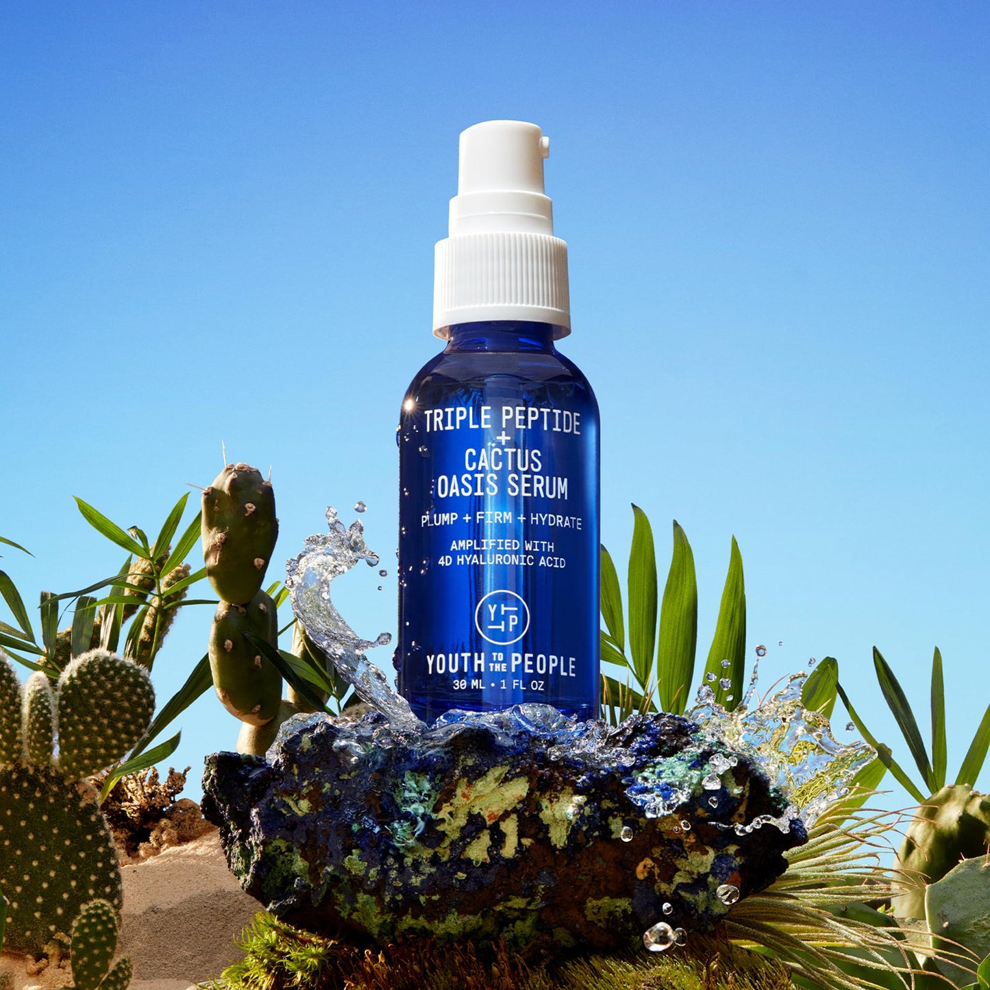 Youth To The People Triple Peptide + Oasis Face Serum - Hydrating + Firming Serum for Dry Skin, Plumps Fine Lines with 4 Types of Hyaluronic Acid, Peptides, Preps for Makeup, Fragrance-free - 1 fl oz