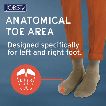 JOBST forMen Compression Socks 15-20 mmHg Knee High, with SoftFit Band, Open Toe, Navy, Medium