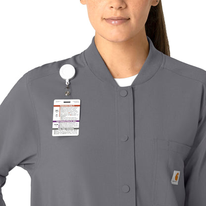 Carhartt Scrubs C82210 Women's Cross-Flex Modern Fit Shirt Jacket Medium Pewter