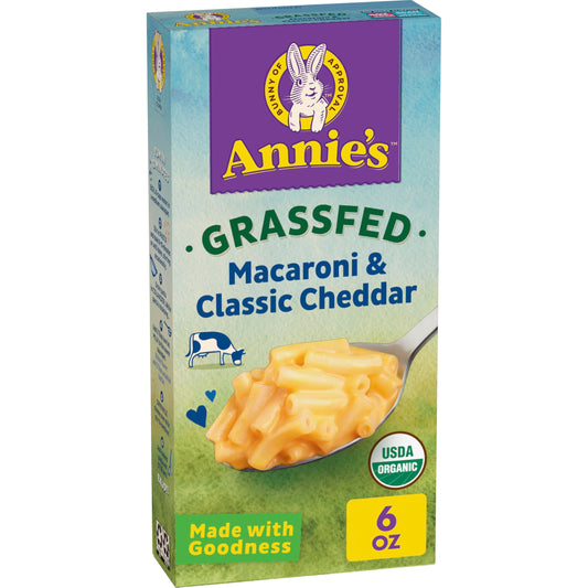 Annie's Organic Grass-Fed Macaroni and Classic Cheddar, Made with Real Cheese, 6 oz