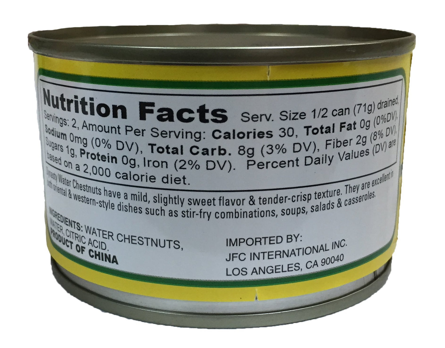 Dynasty Kosher Canned Water Chestnuts 8oz per Can (Sliced, 2 Can)