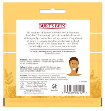 Burt's Bees 100% Natural Origin Moisturizing Lip Mask, Single Use Conditioning Lip Care , 1 Count (Package May Vary)