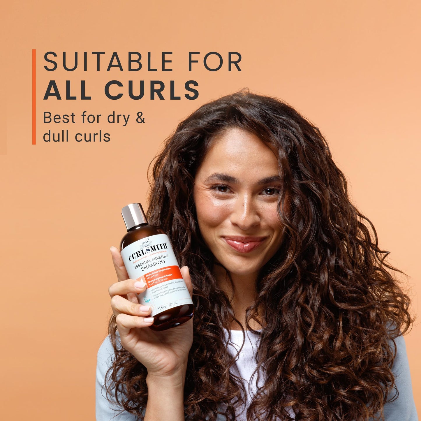 CURLSMITH - Essential Moisture Cleanser, Gentle Nourishing Shampoo for Wavy, Curly and Coily Hair, Vegan