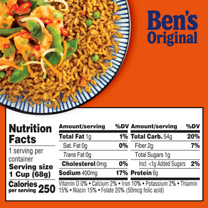 BEN'S ORIGINAL Fried Rice Single Serve Cup, Snack or Side, Microwave in 3.5 Minutes, 2.4 oz (Pack of 8)
