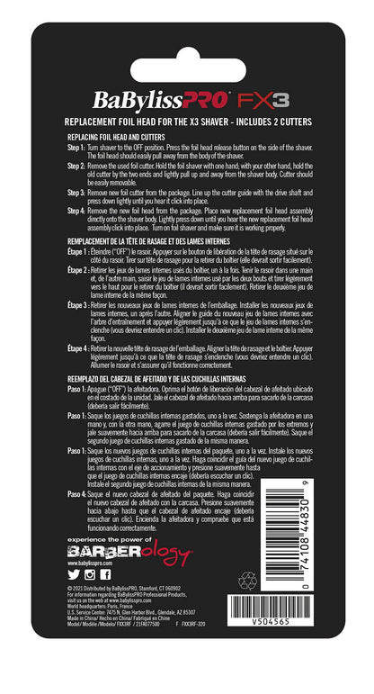 FX3 Professional High- Speed Replacment Double Foil Shaver Head with 2 Cutters
