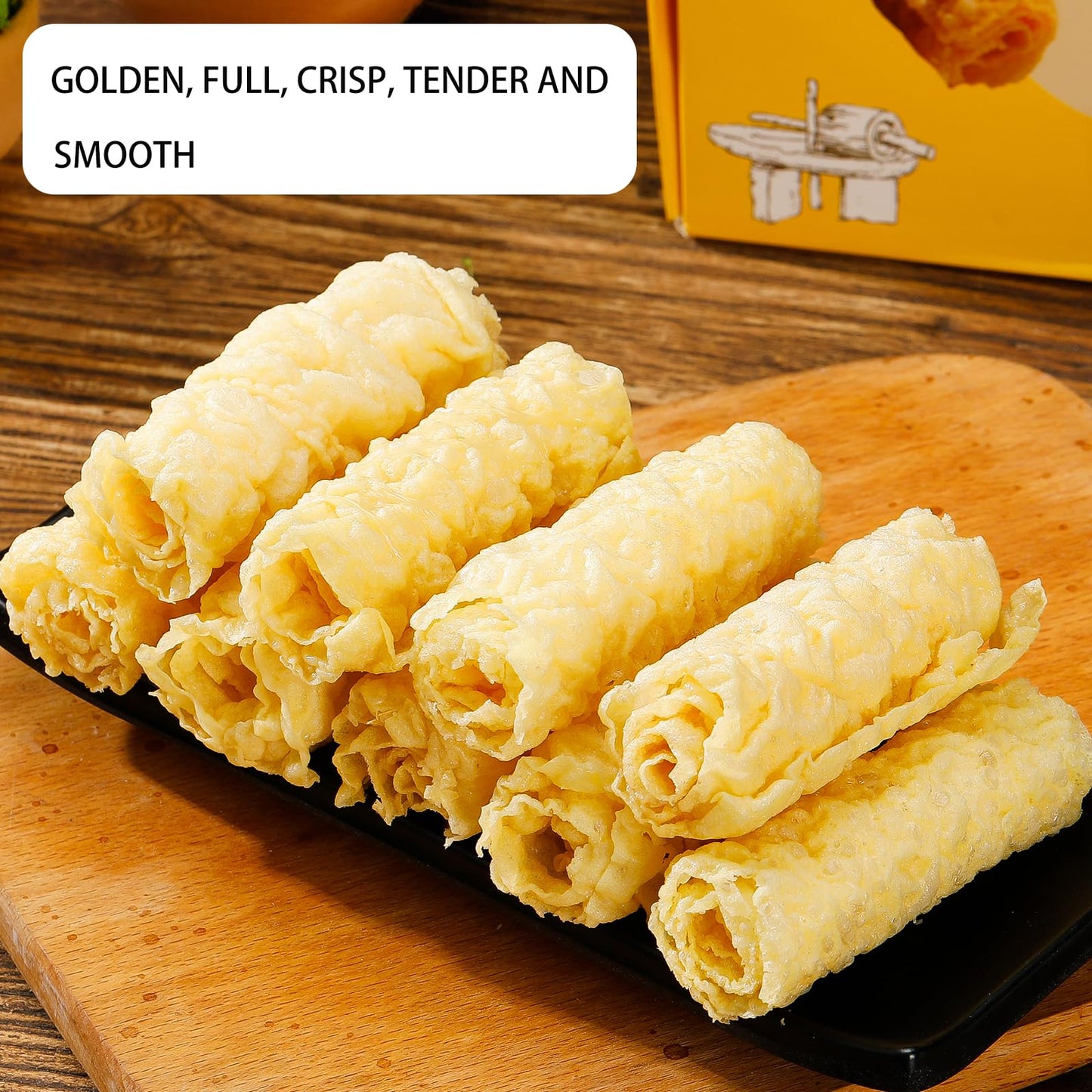 GCYYSIQS Bean Curd Roll,Fried Bean Skin Rolls,120g/4.23oz/bag,Asian Tofu Snack,for Hot Pot, Soup,Noodles响铃卷 (2bags)