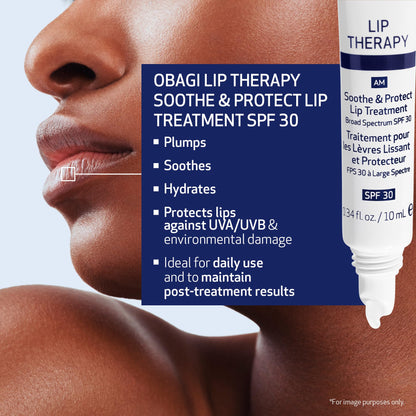 Obagi Lip Therapy SPF 30 Soothe & Protect Lip Balm Treatment with Hyaluronic Acid, Vitamin E & Peptides – Visibly Plumps, Soothes & Moisturizes Dry Lips & Protects Against UVA/UVB Rays – .34 oz