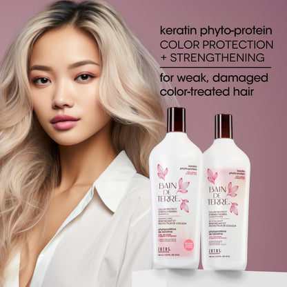 Bain de Terre Keratin Phyto-Protein Color Protect Strengthening Shampoo, Color-Safe Strengthening for Weak & Damaged Hair, Sulfate-Free, Paraben-Free