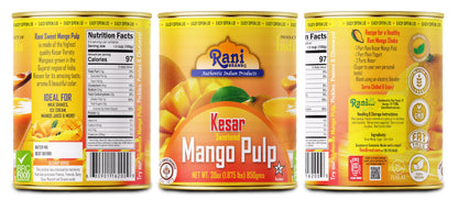 Rani Mango Pulp Puree (Makes Mango Lassi Shakes) Kesar Sweetened 30oz (1.875lbs) 850g Pack of 6 ~ Kosher | All Natural | NON-GMO | Vegan | No colors | Gluten Friendly | Indian Origin