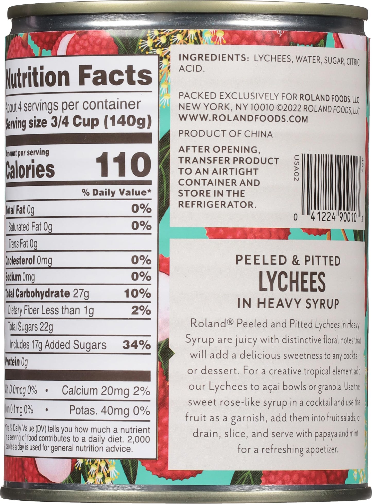 Roland Whole Lychees in Heavy Syrup (19.9 oz Cans) 2 Pack