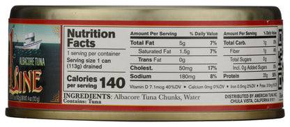 POLE AND LINE Albacore Tuna in Water No Added Salt, 5 OZ