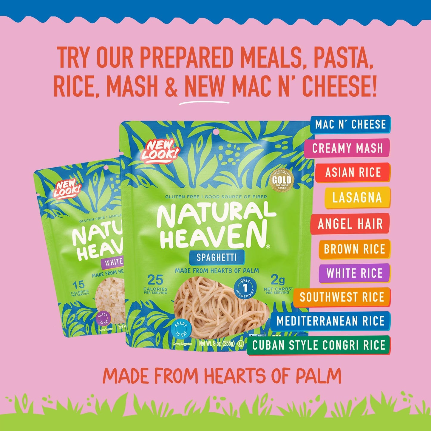 Natural Heaven White & Brown Rice, Hearts of Palm Variety 6-Pack – Naturally Rich in Potassium, Low-Calorie Veggie Rice, Keto & Gluten-Free Food, Vegan, 9 Oz