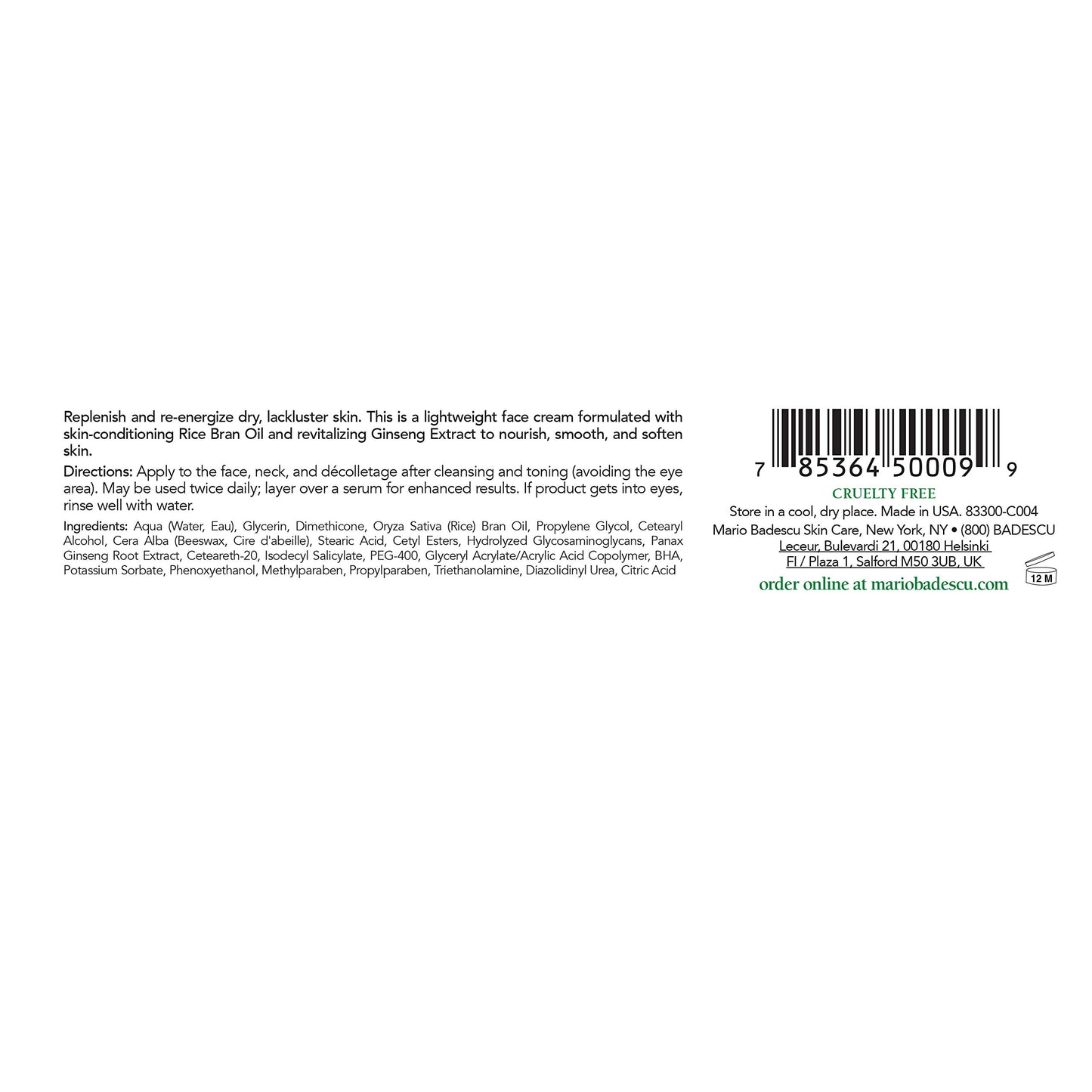 Mario Badescu Ginseng Moist Cream Lightweight Daily Face Moisturizer | Re-energizing, Skin-replenishing Moisturizer Face Cream | Skin Care that Brightens, Nourishes, & Smooths | 1 Oz