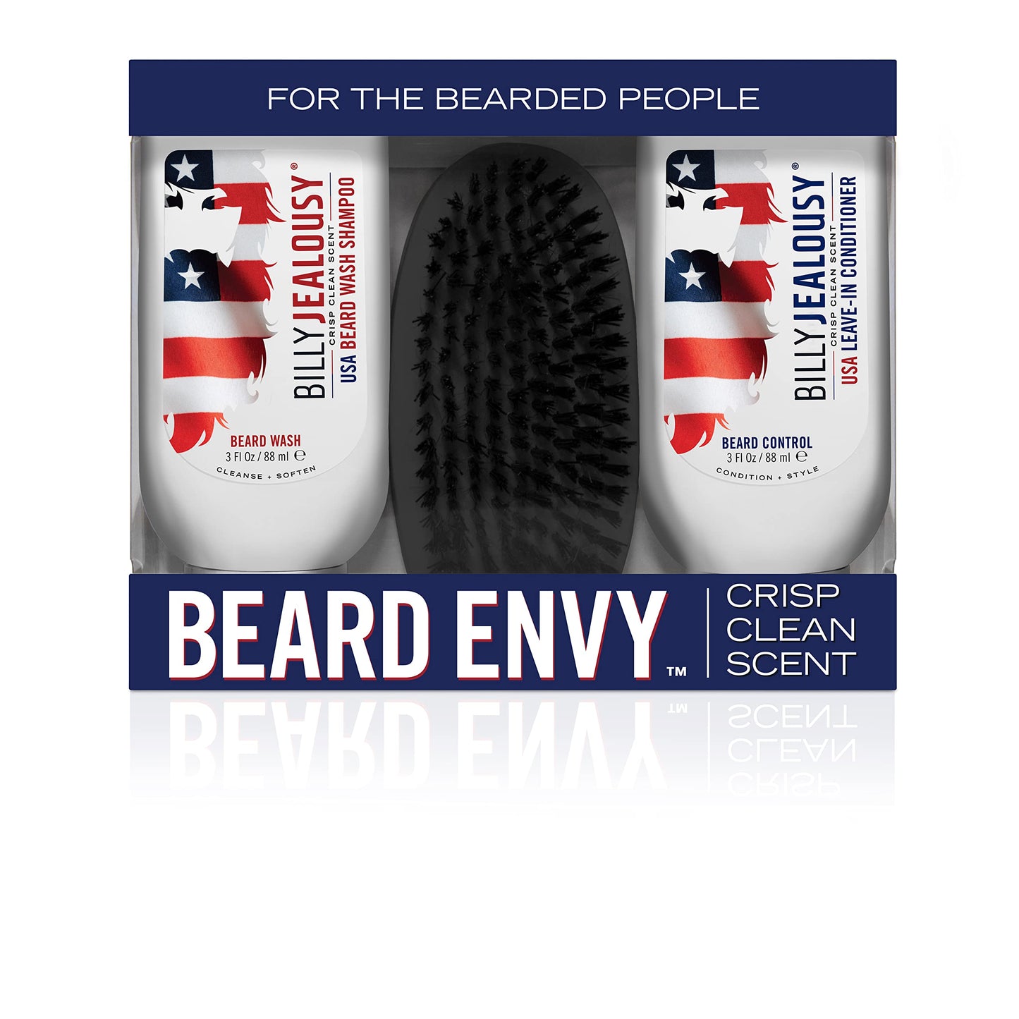 Billy Jealousy Beard Envy Facial Hair Refining Kit with Beard Wash Facial Hair Control and Boar Bristle Brush for Clean, Hydrated, Soft, Tamed Unruly Mane