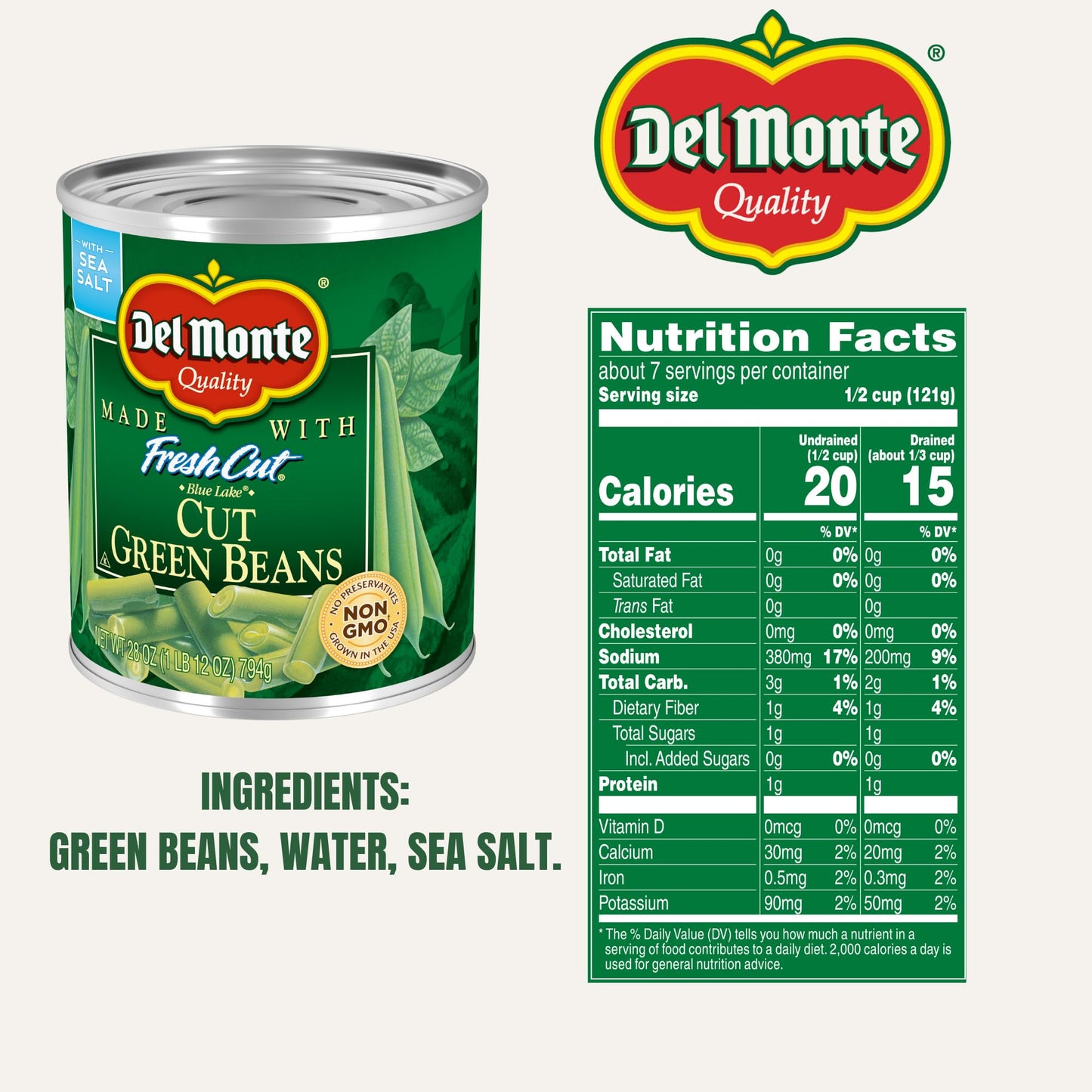Del Monte Fresh Cut Blue Lake Cut Green Beans, 28 oz. Can (pack of 6)