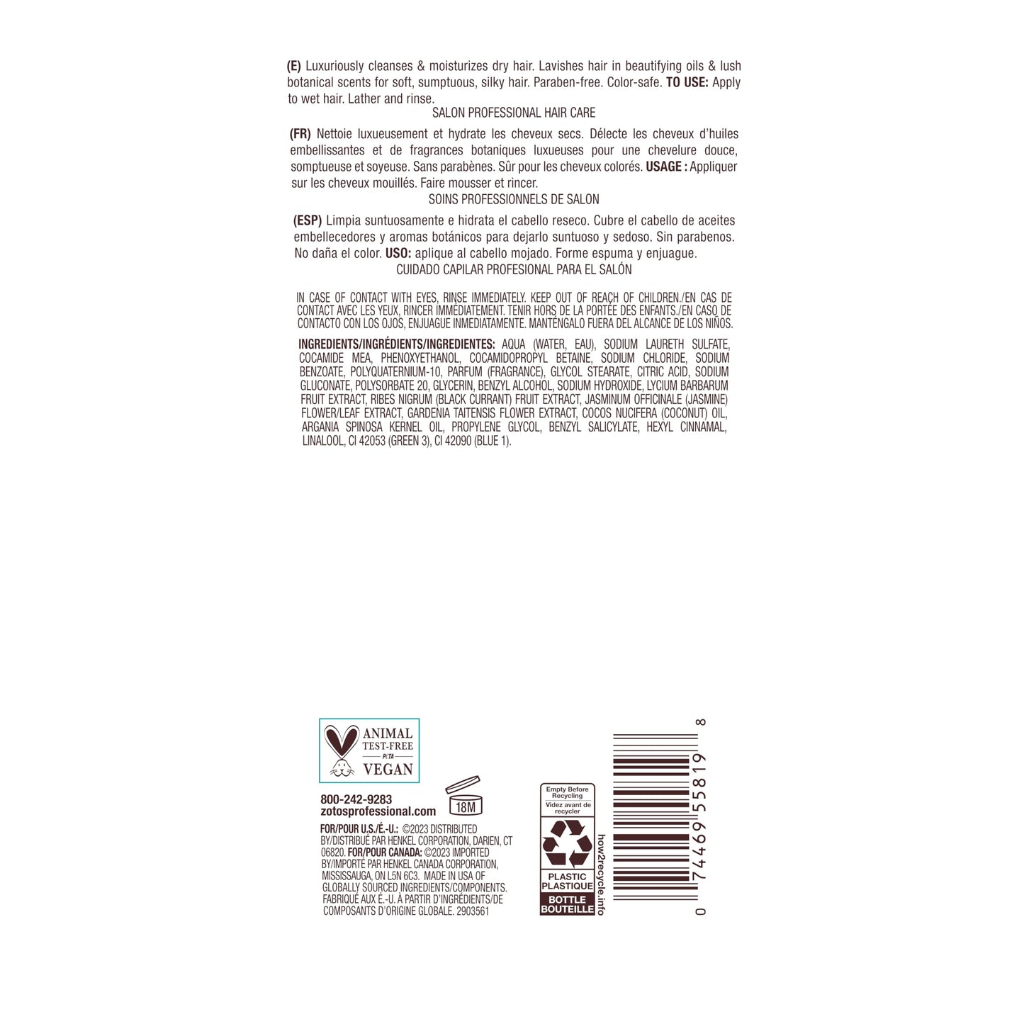 Bain de Terre Jasmine Moisturizing Shampoo, Luxurious Hydration for Dry Hair with Argan & Monoi Oils, Paraben-Free, Color-Safe, Vegan