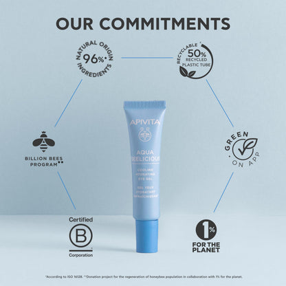 APIVITA Aqua Beelicious Eye Gel | Cooling Hydrating Eye Gel with Honey, Jasmine & Flowers, 15 mL / 0.51 oz