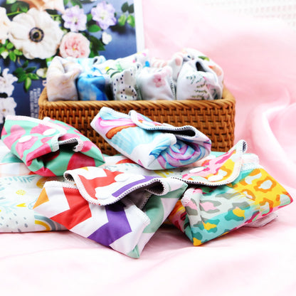 5 pcs Random Prints Reusable Cloth Menstrual Pads Washable Sanitary Pads for Women and Girls(5M-randompads)